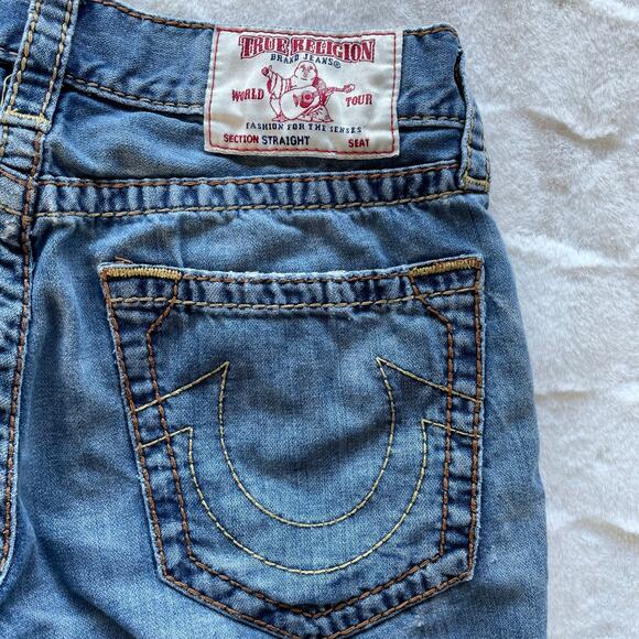 š„True Religion Section Straight Leg Holes Ripped Distressed Grunge Men Jeans 32 - Picture 8 of 16
